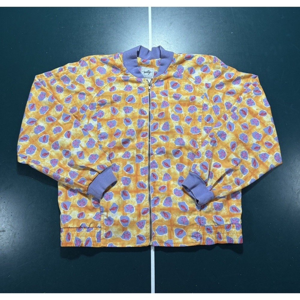 Vintage Natty Bomber Jacket Women's Small Sea Shells Nautical Fish Coast AOP 80s